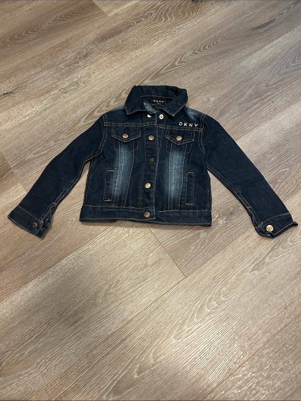 DKNY Dark Blue Kids Denim Jacket with Branded Chest Detail